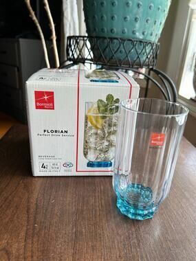 New Bormioli Rocco Florian Beverage Glass Lucent Blue highball 14.5oz